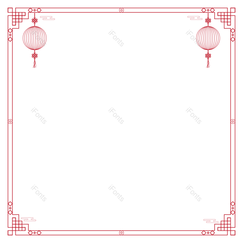 边框图片,中国风元素,灯笼PNG,传统元素免抠素材